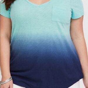 Torrid Blue Onbre Pocket Tee Shirt